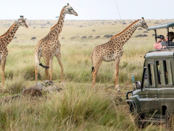 Travelers taking safety measures in kenya safari
